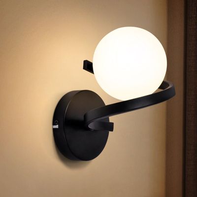 NETTLIFE Applique salle de bain Spots muraux Boule de verre G9 Noir mural 1 flamme Blanc Intérieur Lampe