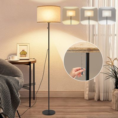 NETTLIFE Lampadaire LED à Intensité Variable Rétro Abat-jour En Tissu Pour Salon Avec Interrupteur à Tirette