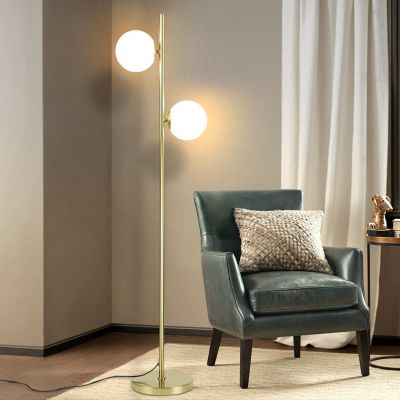NETTLIFE Lampadaire Salon Moderne - Gold Design Lampadaire E27 Douille Lampe de sol avec interrupteur à pied -166cm