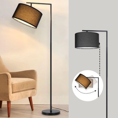 NETTLIFE Lampadaire salon noir, tissu, E27 max 40W, 166cm, sans ampoule