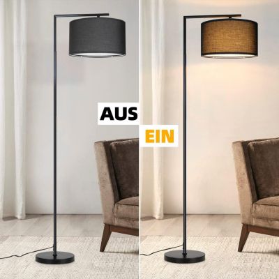 NETTLIFE Lampadaire salon noir, tissu, E27 max 40W, 166cm, sans ampoule