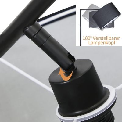 NETTLIFE Lampadaire salon noir, tissu, E27 max 40W, 166cm, sans ampoule