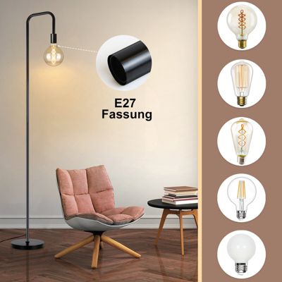 NETTLIFE Lampadaire Salon Vintage Lampadaire noir avec interrupteur à pied Métal industriel E27 Lampadaire design Lampe de salon