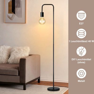 NETTLIFE Lampadaire Salon Vintage Lampadaire noir avec interrupteur à pied Métal industriel E27 Lampadaire design Lampe de salon