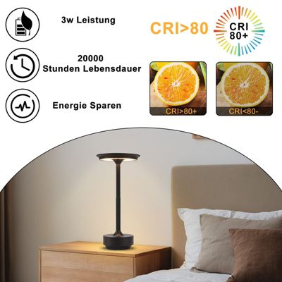 Nettlife lampe de chevet sans fil à led, rechargeable par usb, tactile, à intensité variable, noire