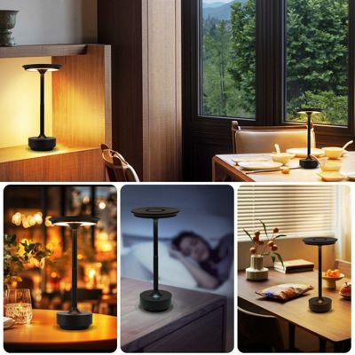Nettlife lampe de chevet sans fil à led, rechargeable par usb, tactile, à intensité variable, noire