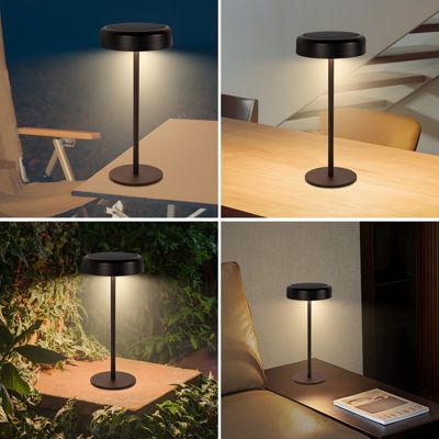 Nettlife lampe de table led solaire  sans fil rechargeable tactile à intensité variable noire 3 600 mha avec batterie usb