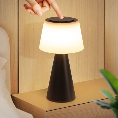 Nettlife lampe de table à piles, lampe de chevet led - 3600mha sans fil, lampe tactile à intensité variable noire