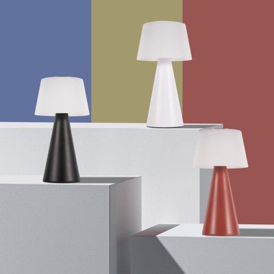Nettlife lampe de table à piles, lampe de chevet led - 3600mha sans fil, lampe tactile à intensité variable noire