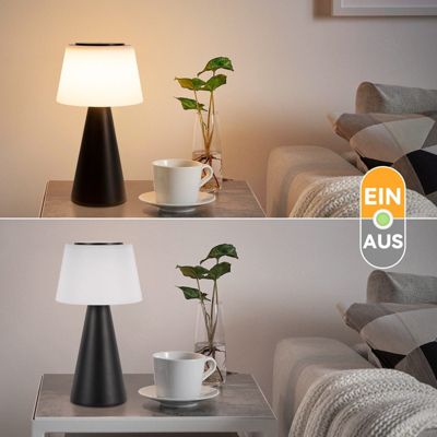 Nettlife lampe de table à piles, lampe de chevet led - 3600mha sans fil, lampe tactile à intensité variable noire