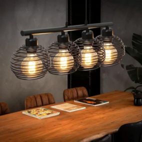 NETTLIFE Lampe à suspension noire rétro E27 métal industriel