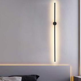 NETTLIFE LED Applique murale intérieure - 100CM noir 8W lampe de salon pivotante minimaliste lampe de nuit blanc chaud 3000K