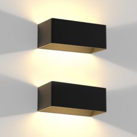 NETTLIFE LED Lot de 2 appliques Eclairage mural noir 5W 3000K