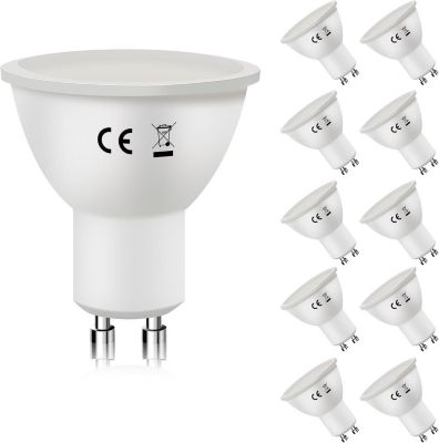 NETTLIFE Lot de 10 lampes LED GU10 Blanc chaud 3000K 6W remplace les ampoules à incandescence 60W économie d'énergie