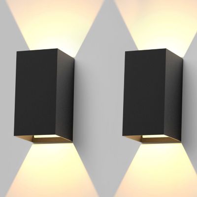 NETTLIFE Lot de 2 appliques LED extérieur intérieur - 5W IP65, noir, blanc chaud 3000K