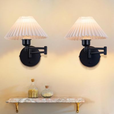 NETTLIFE Lot de 2 appliques vintage E27, rétro, orientable, max 40W, blanc