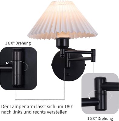 NETTLIFE Lot de 2 appliques vintage E27, rétro, orientable, max 40W, blanc