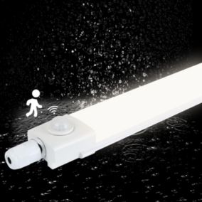 NETTLIFE Luminaire LED étanche à l'humidité 120CM avec détecteur de mouvement 36W IP65 blanc neutre 4000K