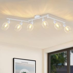 NETTLIFE Plafonnier 6 Ampoules E14 spot de plafond rétro blanc orientable LED