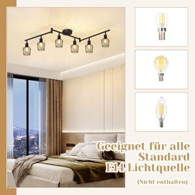 Plafonnier LED M Ledme Série Glass 2 Spots – Noir, Abat-jour Verre, Douilles E14, Pour Salon, Chambre