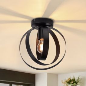 NETTLIFE Plafonnier E27 Métal Industriel Noir Couloir Lampe de Rétro Table à Manger Vintage Abat-Jour Intérieur Salon Chambre