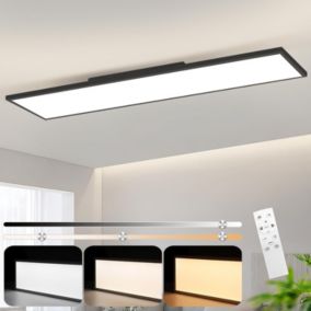 NETTLIFE Plafonnier LED 120 x 30, panneau à intensité variable, lampe longue lumière du jour, 40W, bureau plat, avec télécommande