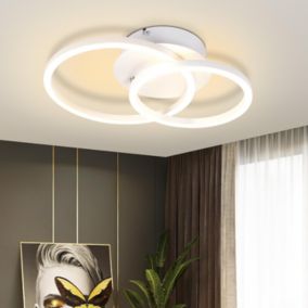 NETTLIFE Plafonnier LED 2 anneaux Blanc Pivotant Moderne Ronde Design 24W 3000K