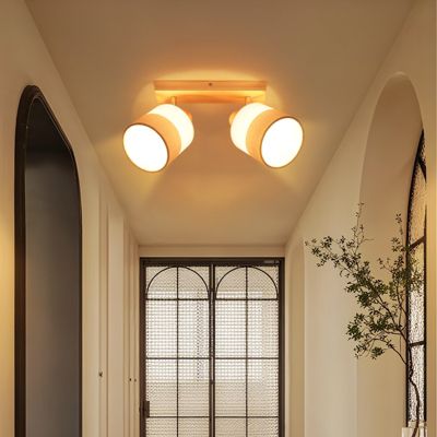 NETTLIFE Plafonnier LED 2 feux spot plafonnier couloir lampe bois E14 vintage orientable