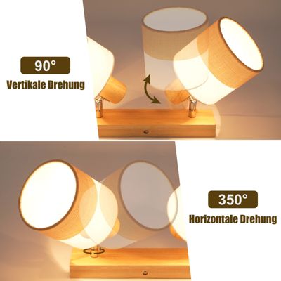 NETTLIFE Plafonnier LED 2 feux spot plafonnier couloir lampe bois E14 vintage orientable