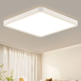 NETTLIFE Plafonnier LED 23W lampe de  IP44 blanc chaud 23cm lampe de cuisine lampe de salle de bain carrée lampe de couloir
