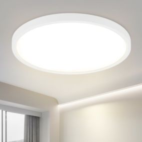 NETTLIFE Plafonnier LED 24W 4000 K 30cm Chambre Plat Diamètre  Lampe de Ronde Blanche  Salle de Bain  pour Salle de Bain Couloir