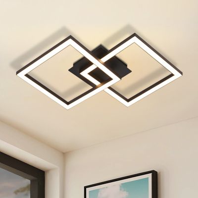 NETTLIFE Plafonnier LED 24W Noir Design Moderne Blanc Chaud Carré pour Salon Chambre Cuisine Couloir