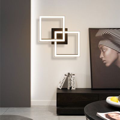 NETTLIFE Plafonnier LED 24W Noir Design Moderne Blanc Chaud Carré pour Salon Chambre Cuisine Couloir