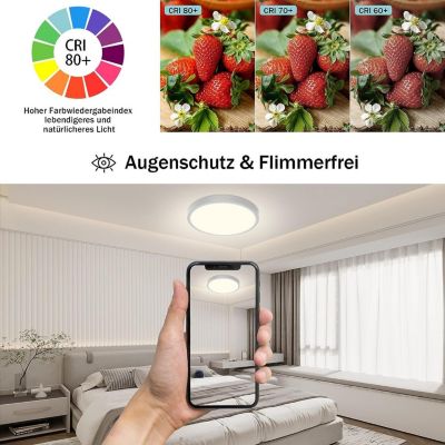 NETTLIFE Plafonnier LED 24W Rond Noir 4000K Lampe de Salle de Bain Moderne Blanc Neutre Ultra Fin IP44 Etanche