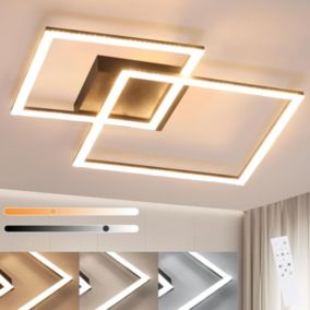 NETTLIFE Plafonnier LED 3000K-6500K, 54W Lampe de Cuisine à Intensité Variable  Noir Design Moderne Carrés avec Télécommande