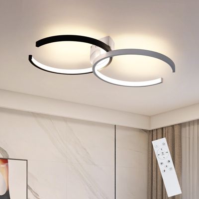 NETTLIFE Plafonnier LED 37W, 54x32x8,5cm moderne dimmable avec télécommande en métal lampe de design pour  salle à manger bureau
