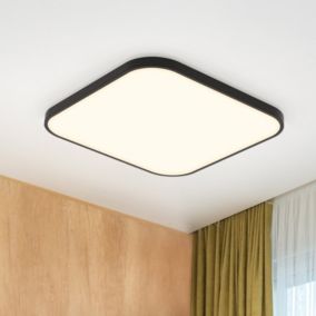 NETTLIFE plafonnier LED 4000K, 19W, 27cm chambre plat lampe noir carré salle de bain IP44 salle de bain lampe pour couloir