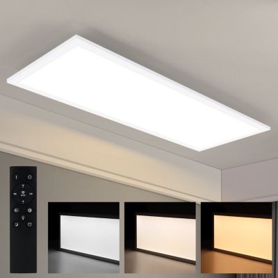 NETTLIFE Plafonnier LED, 80 x 30 cm,39W, 3000 K Dimmable, Plat, Lampe avec Télécommande, Panneau, Blanc, Lampe de Bureau pour
