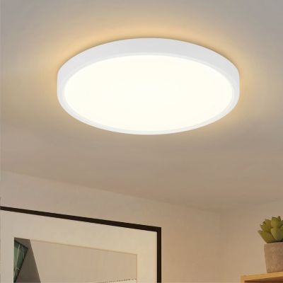 NETTLIFE Plafonnier LED Blanc 15W 1500lm 3000K IP44 D.22cm Plat Salle de Bain Cuisine Couloir Chambre