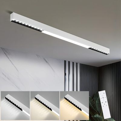 NETTLIFE Plafonnier LED Blanc 32W Lampe de Salon Moderne Dimmable avec Télécommande Longue Lampe de Bureau 107CM pour Chambre