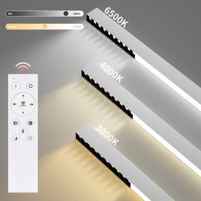 NETTLIFE Plafonnier LED Blanc 32W Lampe de Salon Moderne Dimmable avec Télécommande Longue Lampe de Bureau 107CM pour Chambre