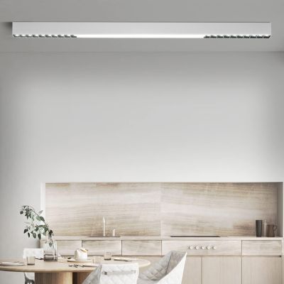 NETTLIFE Plafonnier LED Blanc 32W Lampe de Salon Moderne Dimmable avec Télécommande Longue Lampe de Bureau 107CM pour Chambre
