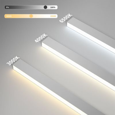 NETTLIFE Plafonnier LED Blanc 32W Moderne Dimmable 107CM Lampe de Salon Longue Lampe de Bureau avec Télécommande