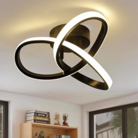 NETTLIFE Plafonnier LED Blanc Chaud - 19 W Lampe Noire Lampe de Moderne Petite 3000 K pour Chambre d'enfant Salon Chambre Couloir