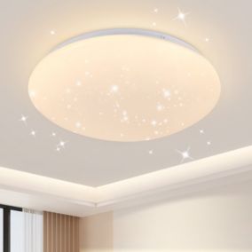NETTLIFE Plafonnier LED ciel étoilé blanc chambre plafonnier 12W éclairage de plafond rond