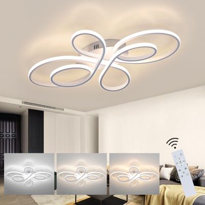 NETTLIFE Plafonnier LED Dimmable 80 cm Blanc 78 W Salon Design Moderne  avec Télécommande Idéal pour Salle à Manger Bureau Cuisine