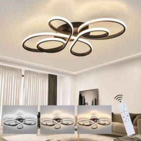 NETTLIFE Plafonnier LED Dimmable Grand 100cm Salon 90W Moderne Noir avec Télécommande