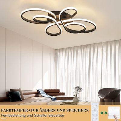 NETTLIFE Plafonnier LED Dimmable Grand 100cm Salon 90W Moderne Noir avec Télécommande