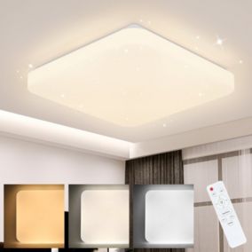 NETTLIFE Plafonnier LED Lampe de  Ciel Étoilé avec Télécommande 37 W Lampe de  d'Enfant Lampe Carrée 28 cm pour Salon Couloir