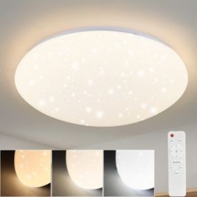 NETTLIFE Plafonnier LED Lampe de  à Coucher Ciel Étoilé Intensité Variable avec Télécommande 37 W Lampe de  d'Enfant 28 cm pour